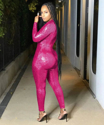 Women's Deep V Bronzing Jumpsuit - www.Shopthatapp.com