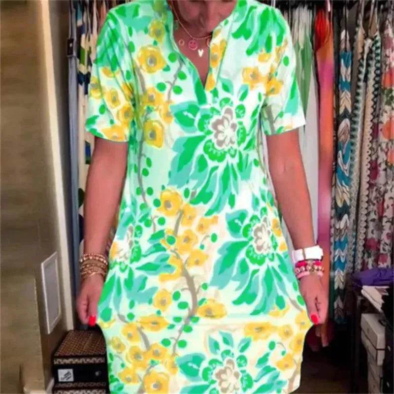 Women's Fashion Casual Digital Printing Loose Dress - www.Shopthatapp.com