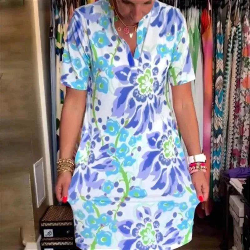 Women's Fashion Casual Digital Printing Loose Dress - www.Shopthatapp.com