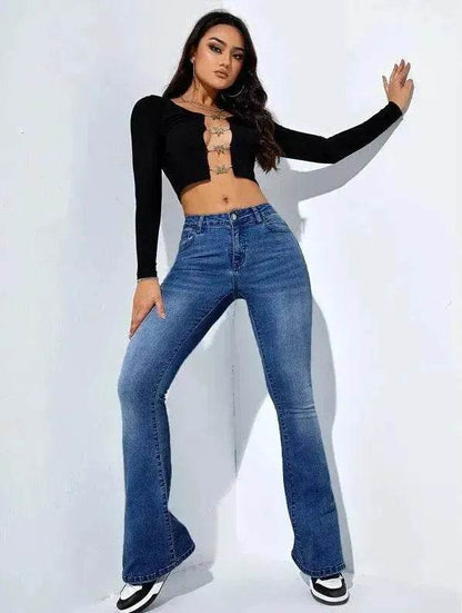 Women's Fashion Casual High Waist Slim-fit Stretch Jeans Pant Trousers - www.Shopthatapp.com