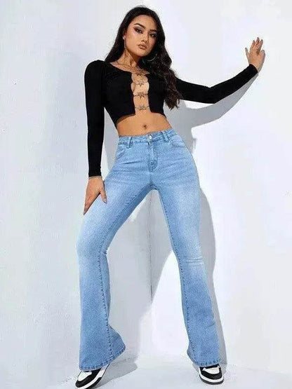 Women's Fashion Casual High Waist Slim-fit Stretch Jeans Pant Trousers - www.Shopthatapp.com