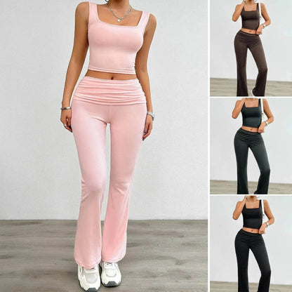 Women's Fashion Casual Solid Color Vest Body-hugging Suit - www.Shopthatapp.com