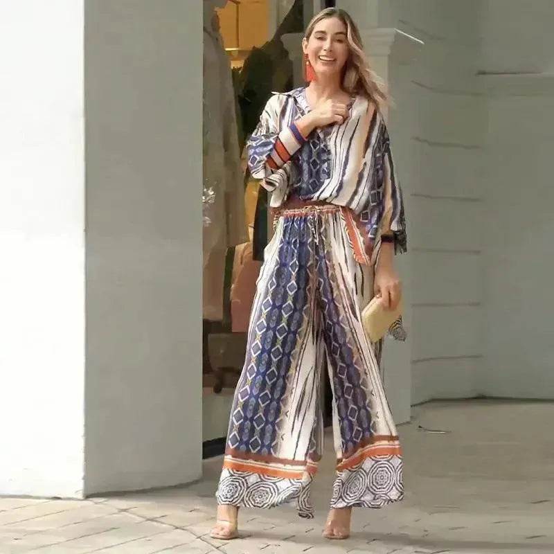 Women's Fashion Loose Printed Top Two-piece Pants - www.Shopthatapp.com