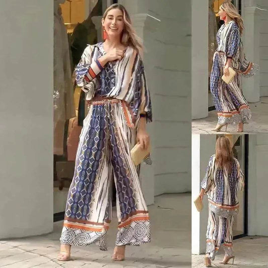 Women's Fashion Loose Printed Top Two-piece Pants - www.Shopthatapp.com