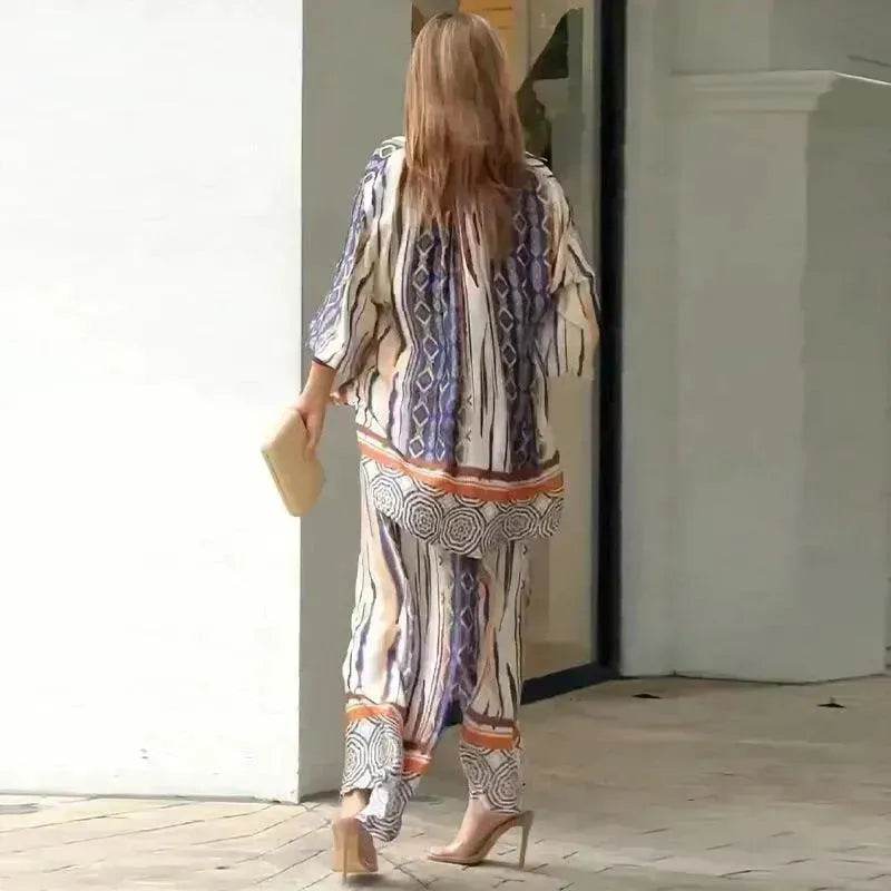 Women's Fashion Loose Printed Top Two-piece Pants - www.Shopthatapp.com