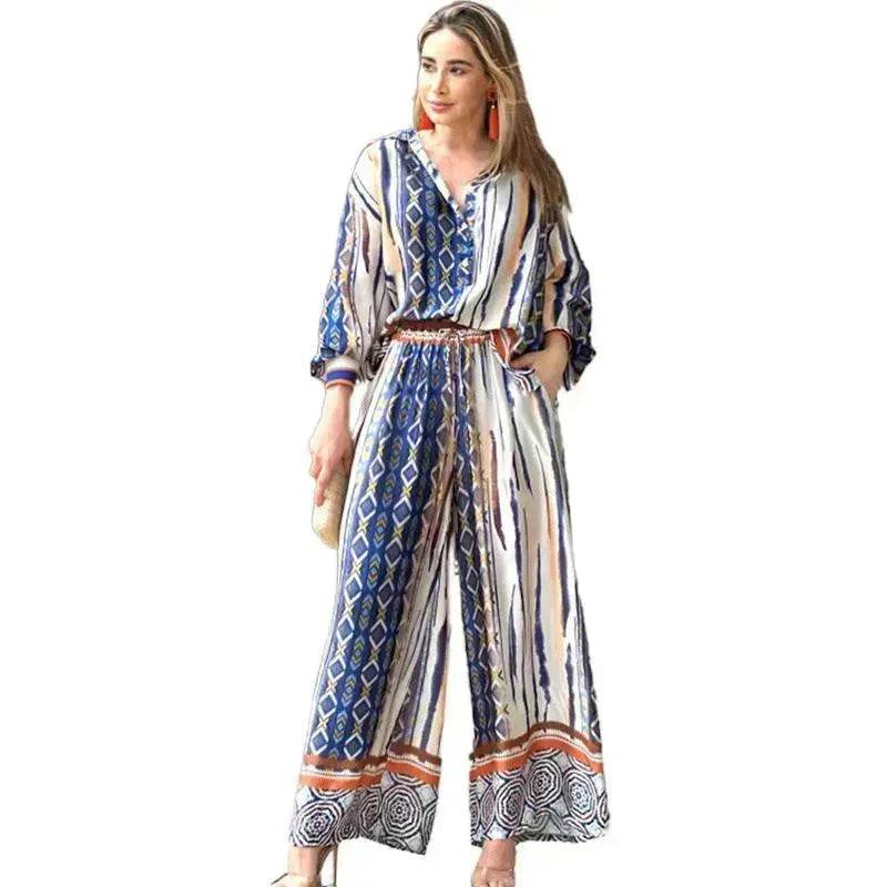 Women's Fashion Loose Printed Top Two-piece Pants - www.Shopthatapp.com