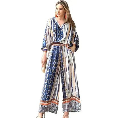 Women's Fashion Loose Printed Top Two-piece Pants - www.Shopthatapp.com