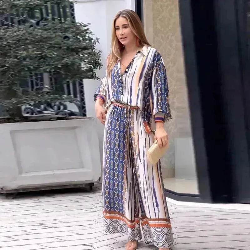 Women's Fashion Loose Printed Top Two-piece Pants - www.Shopthatapp.com