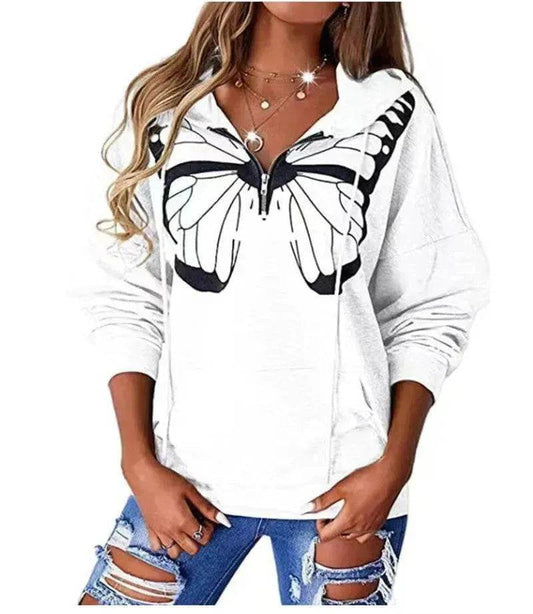 Women's Fashion Patchwork Print Hooded Loose Sweatshirt - www.Shopthatapp.com