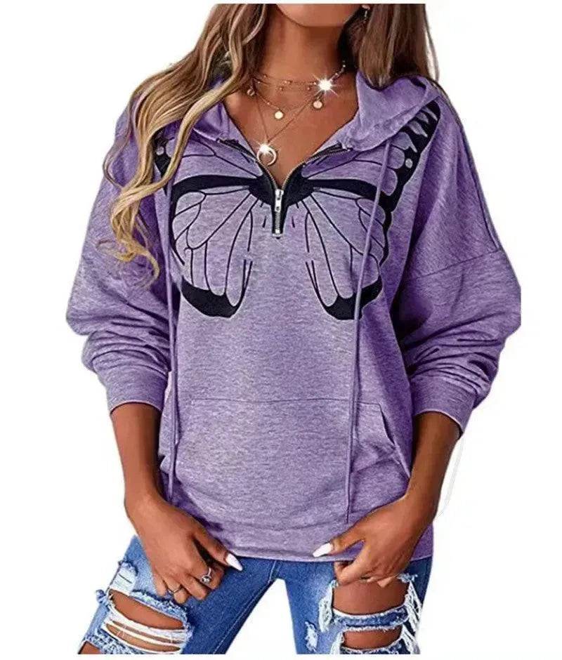 Women's Fashion Patchwork Print Hooded Loose Sweatshirt - www.Shopthatapp.com