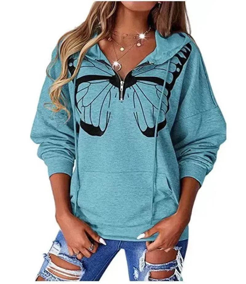 Women's Fashion Patchwork Print Hooded Loose Sweatshirt - www.Shopthatapp.com