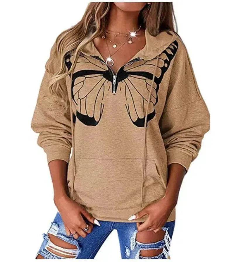 Women's Fashion Patchwork Print Hooded Loose Sweatshirt - www.Shopthatapp.com