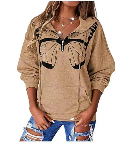 Women's Fashion Patchwork Print Hooded Loose Sweatshirt - www.Shopthatapp.com