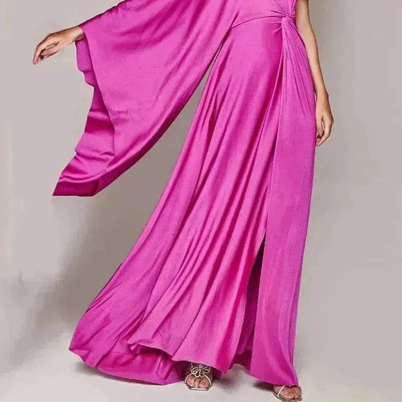 Women's Fashion Solid Color Crossbody Strapless Dress - www.Shopthatapp.com