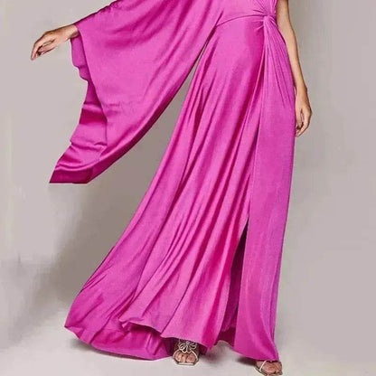 Women's Fashion Solid Color Crossbody Strapless Dress - www.Shopthatapp.com