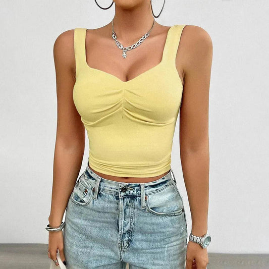 Women's Fashion Solid Color Slim-fit Twist Strap Top - www.Shopthatapp.com