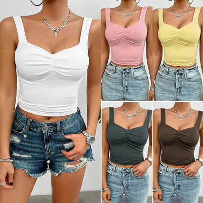 Women's Fashion Solid Color Slim-fit Twist Strap Top - www.Shopthatapp.com