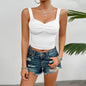 Women's Fashion Solid Color Slim-fit Twist Strap Top - www.Shopthatapp.com