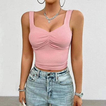 Women's Fashion Solid Color Slim-fit Twist Strap Top - www.Shopthatapp.com