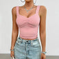 Women's Fashion Solid Color Slim-fit Twist Strap Top - www.Shopthatapp.com