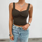 Women's Fashion Solid Color Slim-fit Twist Strap Top - www.Shopthatapp.com