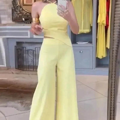Women's Fashion Solid Color Wide Leg Jumpsuit - www.Shopthatapp.com