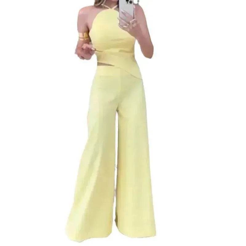 Women's Fashion Solid Color Wide Leg Jumpsuit - www.Shopthatapp.com