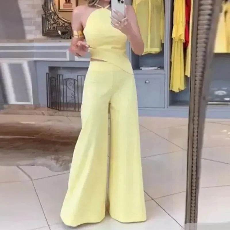 Women's Fashion Solid Color Wide Leg Jumpsuit - www.Shopthatapp.com
