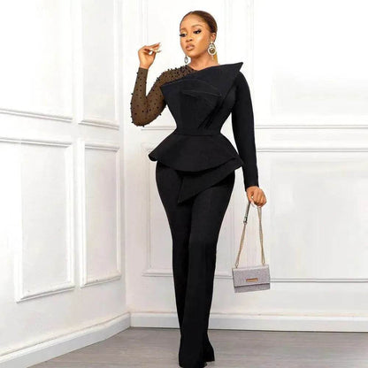 Women's Fashion Splicing Beads Jumpsuit - www.Shopthatapp.com