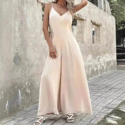 Women's Fashion Suspenders V-neck Loose Jumpsuit - www.Shopthatapp.com
