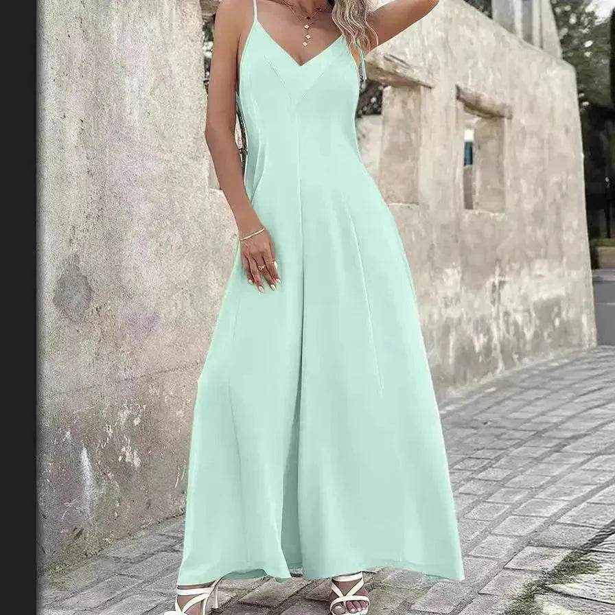 Women's Fashion Suspenders V-neck Loose Jumpsuit - www.Shopthatapp.com