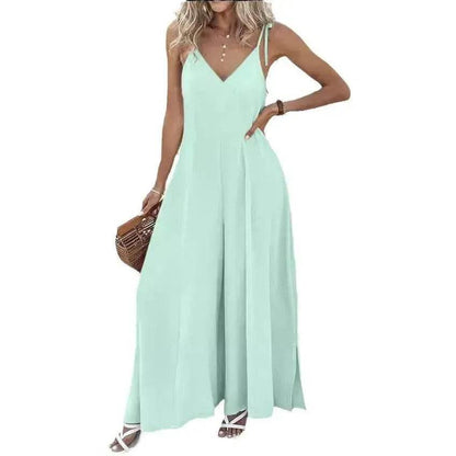Women's Fashion Suspenders V-neck Loose Jumpsuit - www.Shopthatapp.com