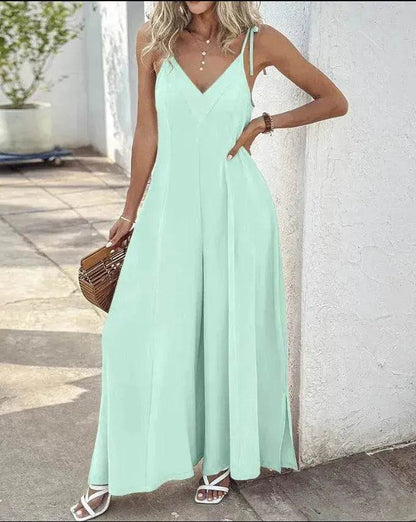 Women's Fashion Suspenders V-neck Loose Jumpsuit - www.Shopthatapp.com