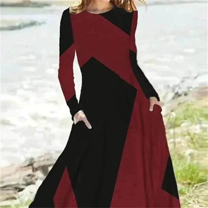 Women's Fashion Vintage Style Long Sleeve Maxi Dress - www.Shopthatapp.com
