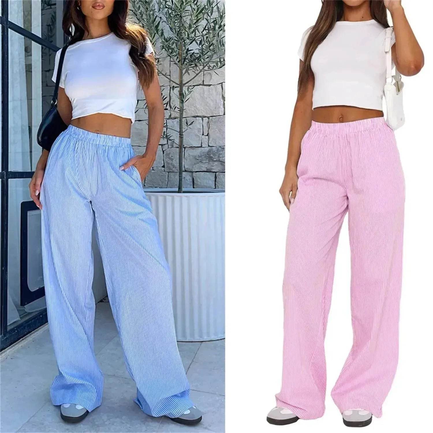 Women's Fashionable Loose High Waist Trousers - www.Shopthatapp.com