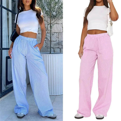Women's Fashionable Loose High Waist Trousers - www.Shopthatapp.com
