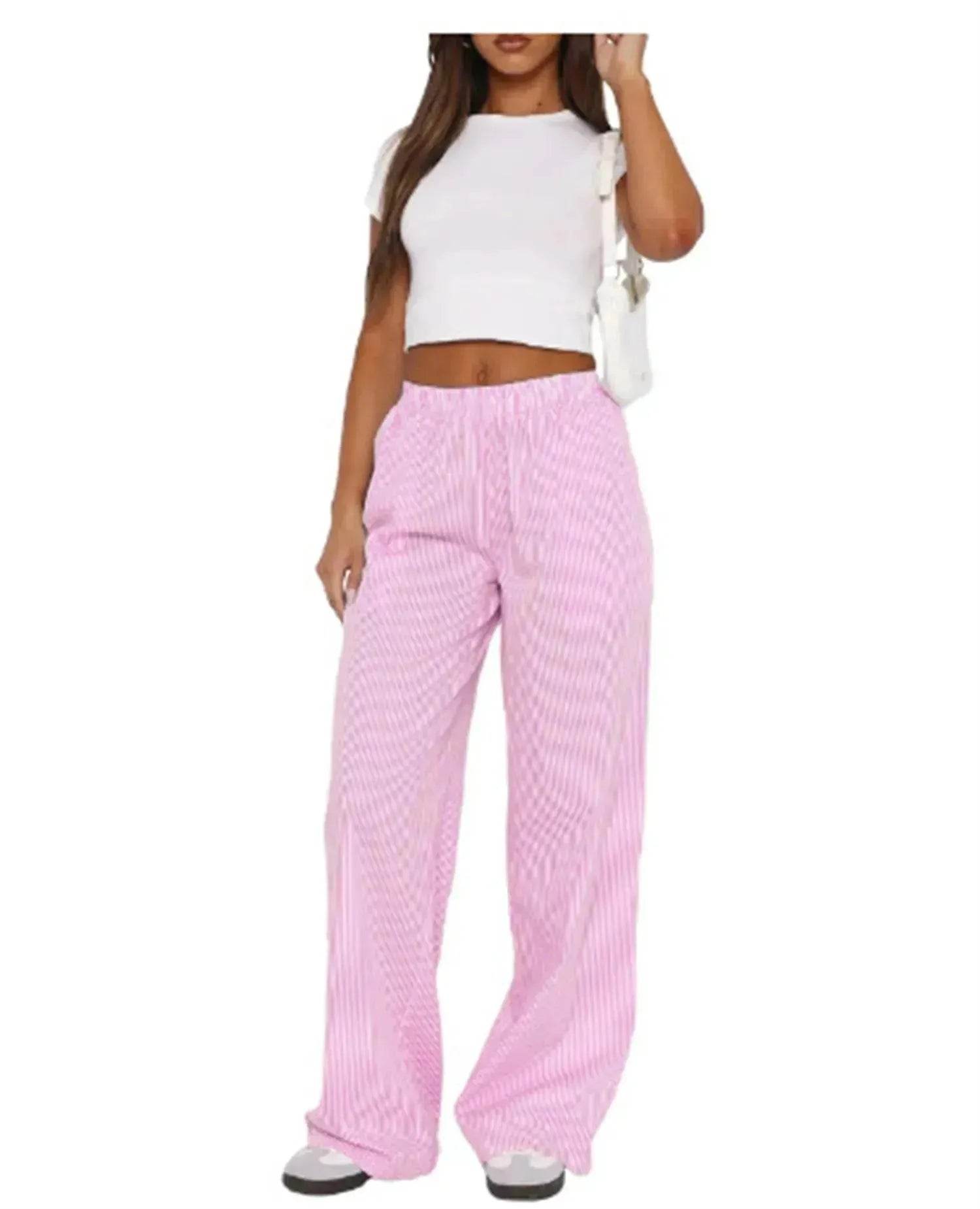 Women's Fashionable Loose High Waist Trousers - www.Shopthatapp.com