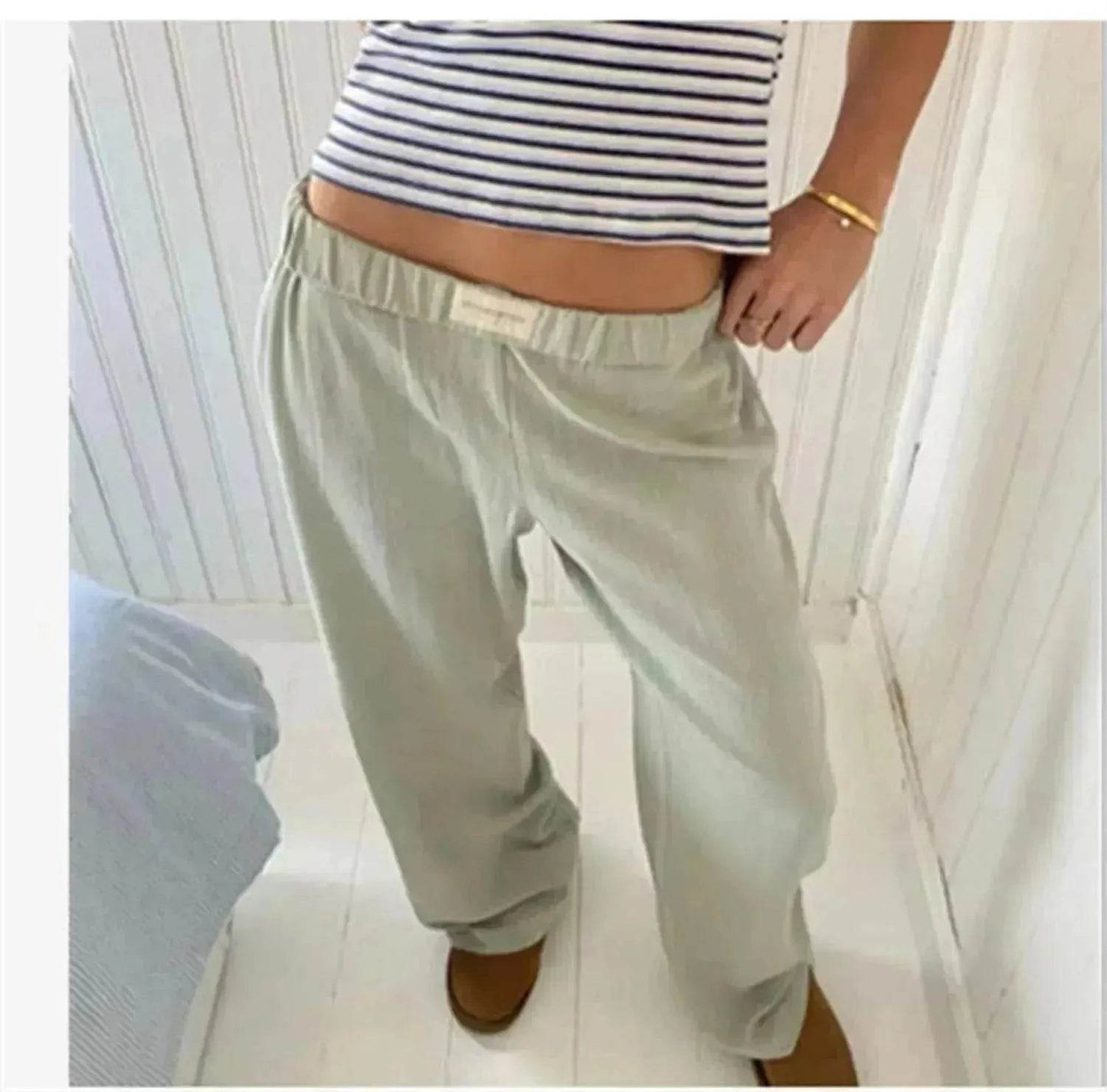 Women's Fashionable Loose High Waist Trousers - www.Shopthatapp.com