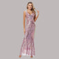 Women's Fashionable Sequin High Waist Sleeveless V-Neck Evening Gown - www.Shopthatapp.com