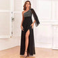 Women's Fashionable Sequin Spliced Long Sleeve Evening Gown - www.Shopthatapp.com