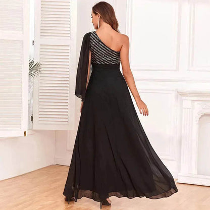 Women's Fashionable Sequin Spliced Long Sleeve Evening Gown - www.Shopthatapp.com