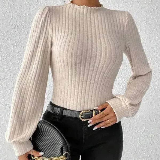 Women's French-style Long-sleeved Knitted Jumpsuit Top - www.Shopthatapp.com