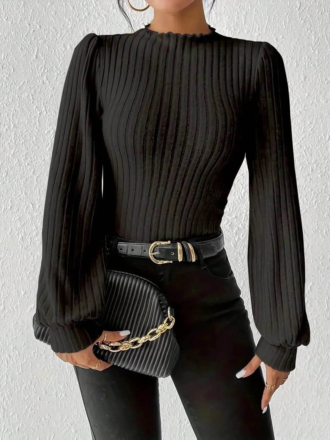 Women's French-style Long-sleeved Knitted Jumpsuit Top - www.Shopthatapp.com