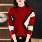 Women's Half Turtleneck Loose-fitting Versatile Sweater Color Matching Knitted Bottoming Shirt - www.Shopthatapp.com
