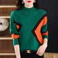 Women's Half Turtleneck Loose-fitting Versatile Sweater Color Matching Knitted Bottoming Shirt - www.Shopthatapp.com