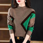 Women's Half Turtleneck Loose-fitting Versatile Sweater Color Matching Knitted Bottoming Shirt - www.Shopthatapp.com