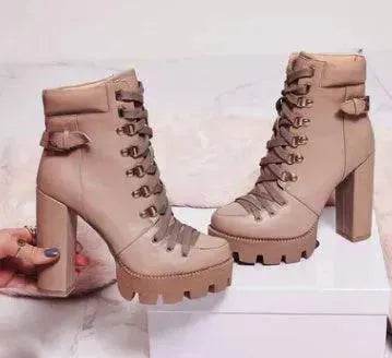 Women's High Heel Mid-heel Boots Thick Heel Women's Boots - www.Shopthatapp.com