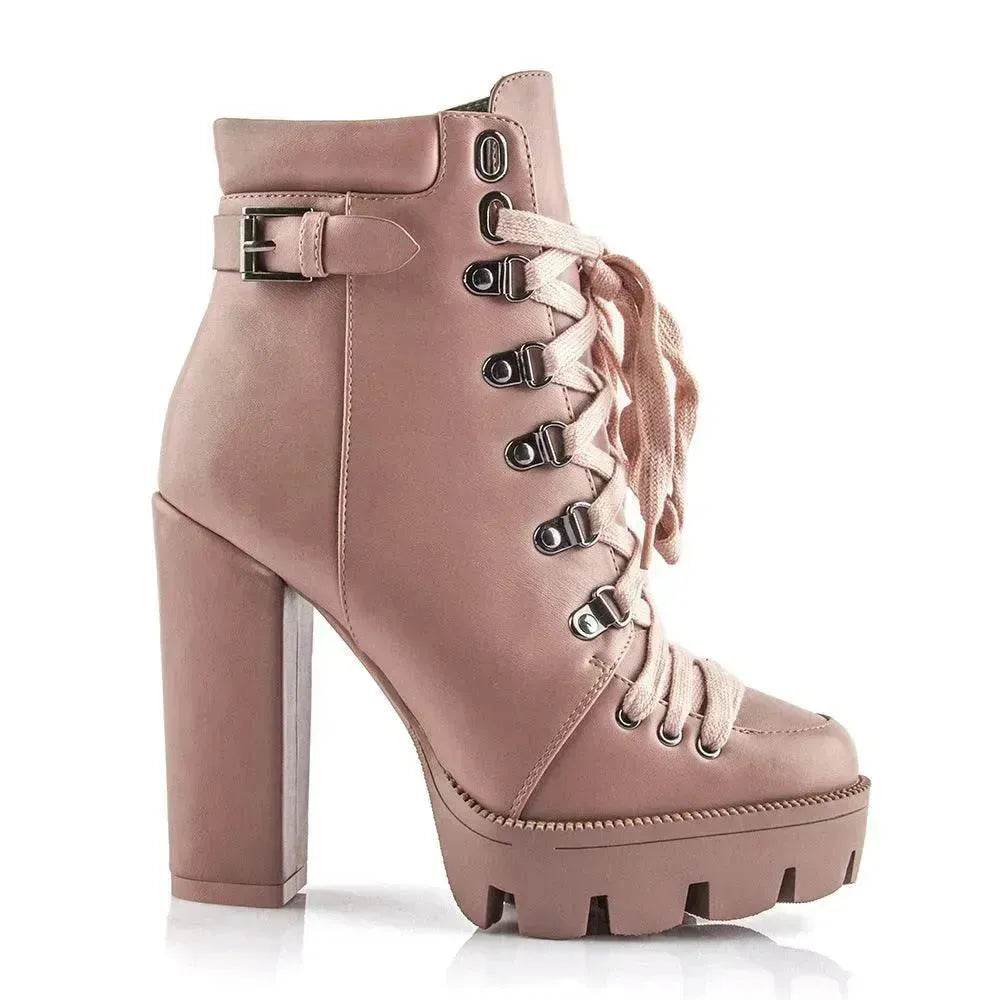 Women's High Heel Mid-heel Boots Thick Heel Women's Boots - www.Shopthatapp.com