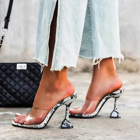Women's high heel sandals with black stiletto heel - www.Shopthatapp.com