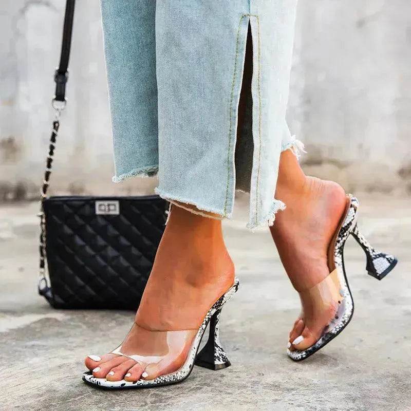 Women's high heel sandals with black stiletto heel - www.Shopthatapp.com